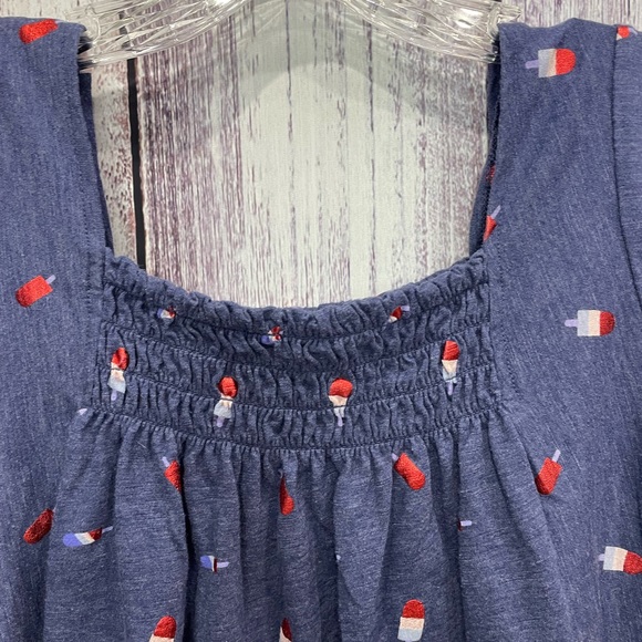 Girls Summer America 4th of July Cap Sleeve Shirt Red White Blue Popsicles #4044 - Picture 5 of 9